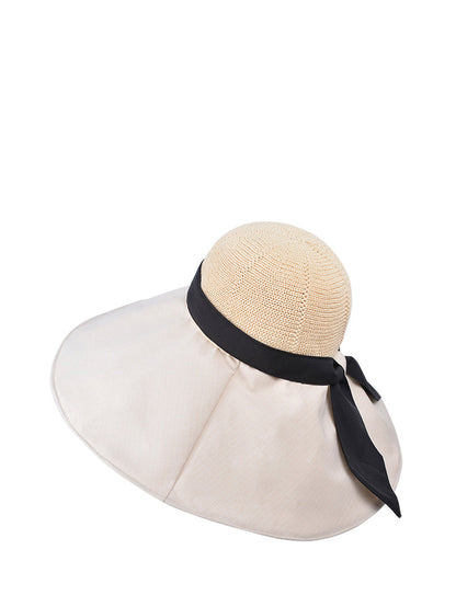 Chapeau d'été à large bord pour femme, résistant au soleil, colorblock, WE1002 