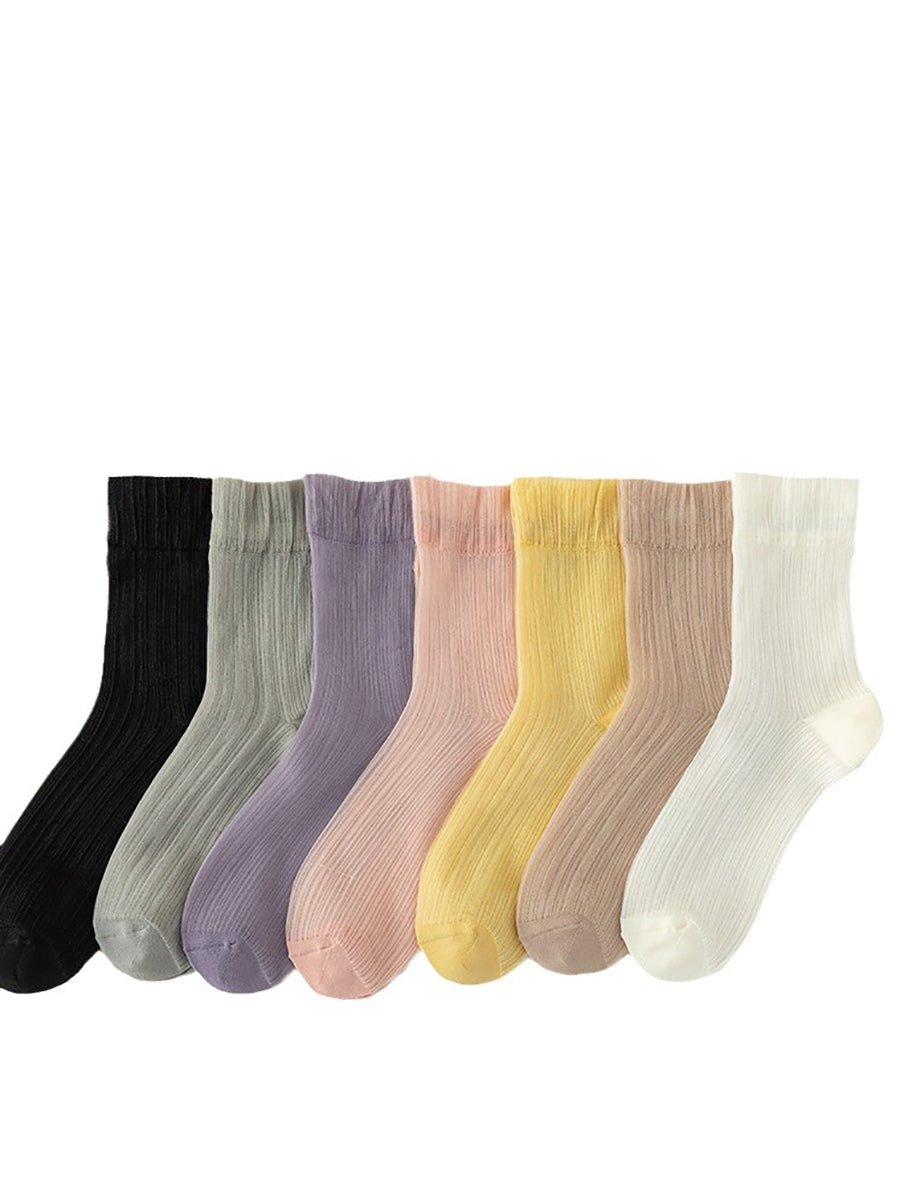 7 Paar Damen Sommersocken, einfarbig, dünn II1016