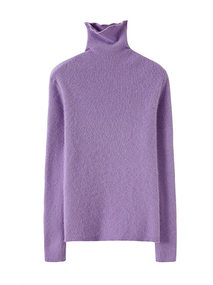 Pull en laine unie à col roulé pour femme, automne BA1011 