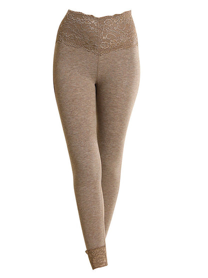 Leggings d'hiver chauds en cachemire et dentelle taille haute pour femmes QM010