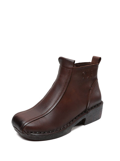 Bottes mi-talons en cuir véritable pour femme, automne AH1050