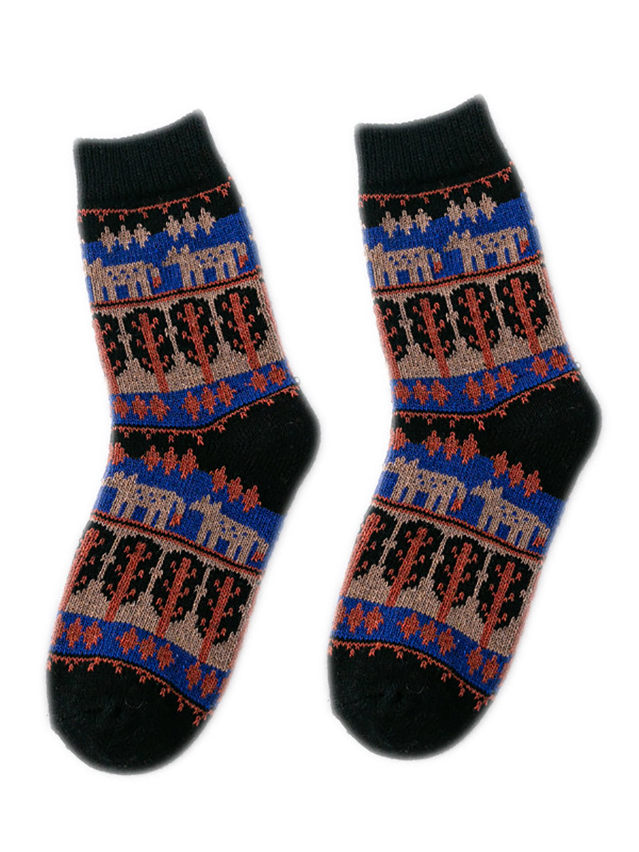 5 Paar Damen Wintersocken aus ethnischer Wolle AS1019