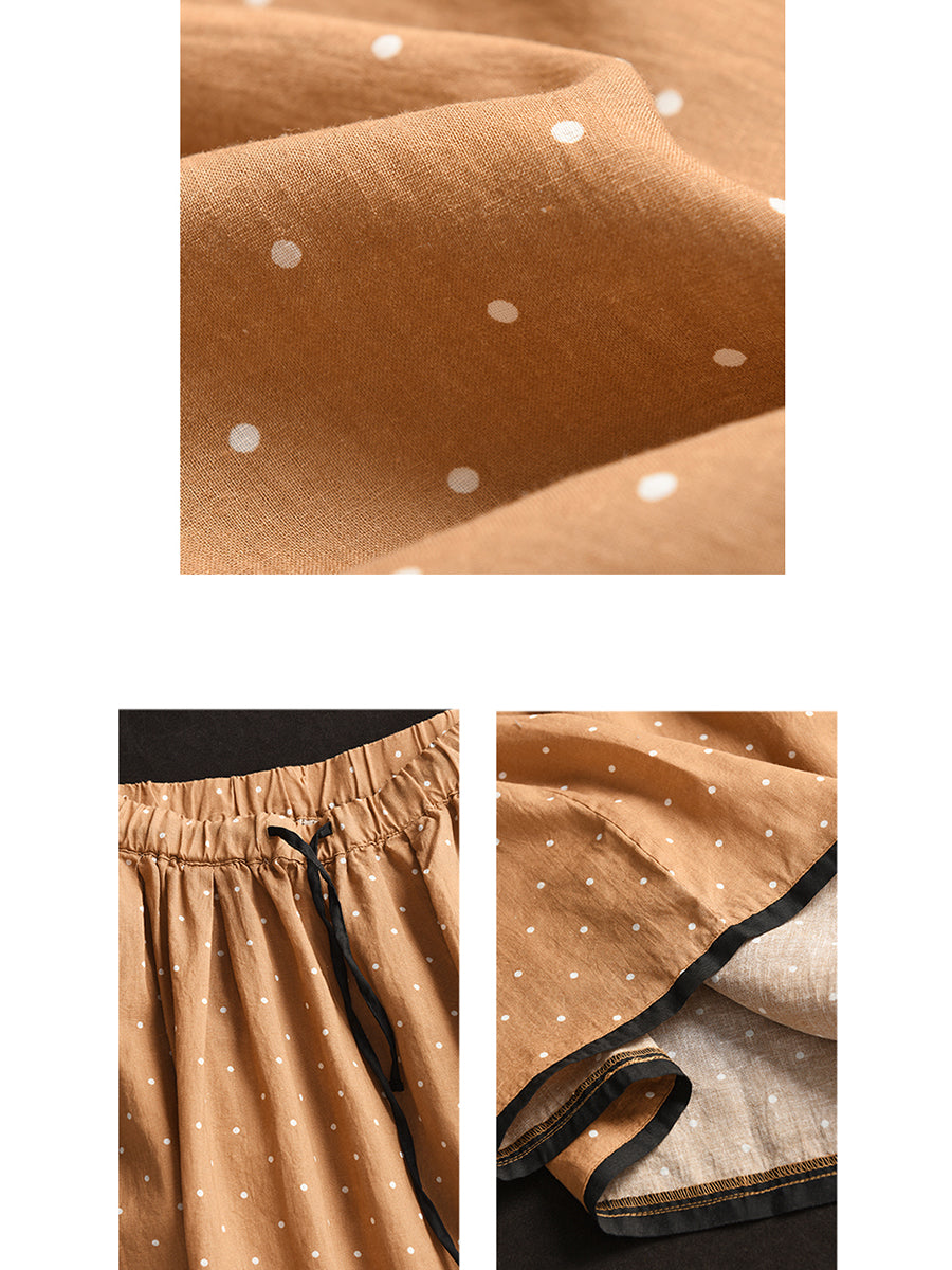 Women Summer Artsy Dot Loose Ramie Skirt PP1047