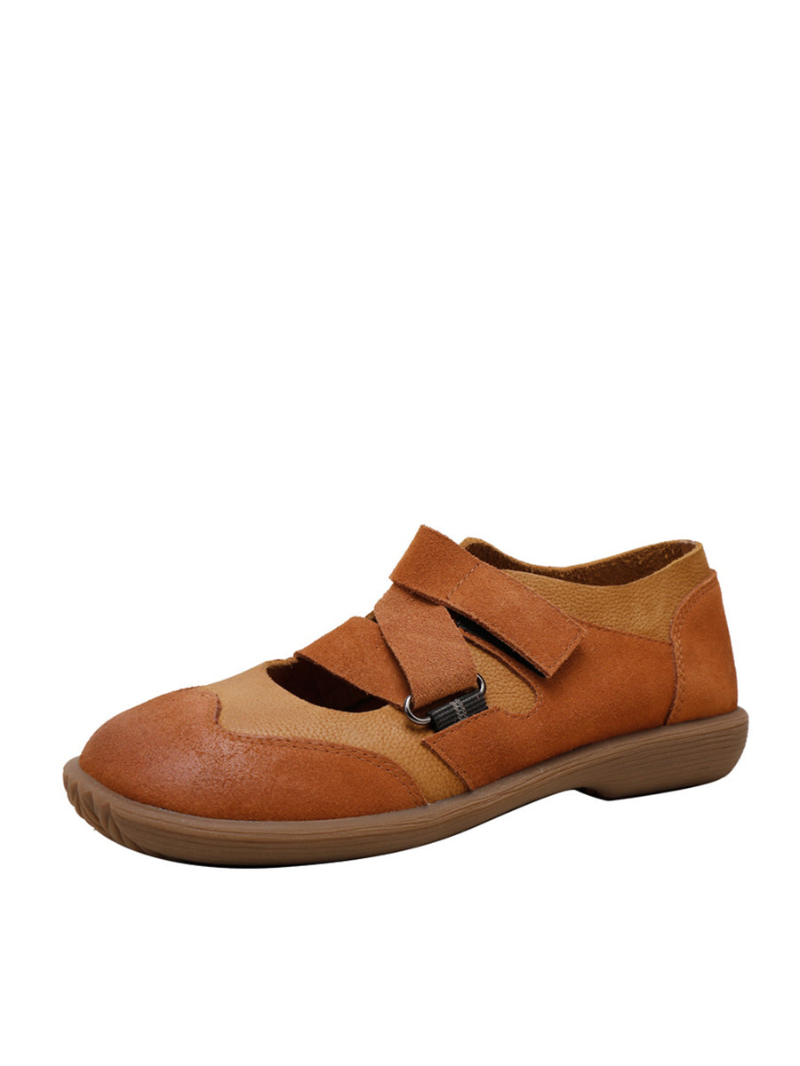 Damen Sommerschuhe aus massivem Leder mit niedrigem Absatz AA1047