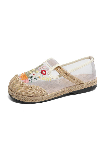 Chaussures d'été en lin brodé de fleurs pour femmes TY1030