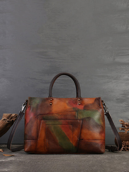 Sac à main en cuir patchwork pour femme avec bandoulière AH1076