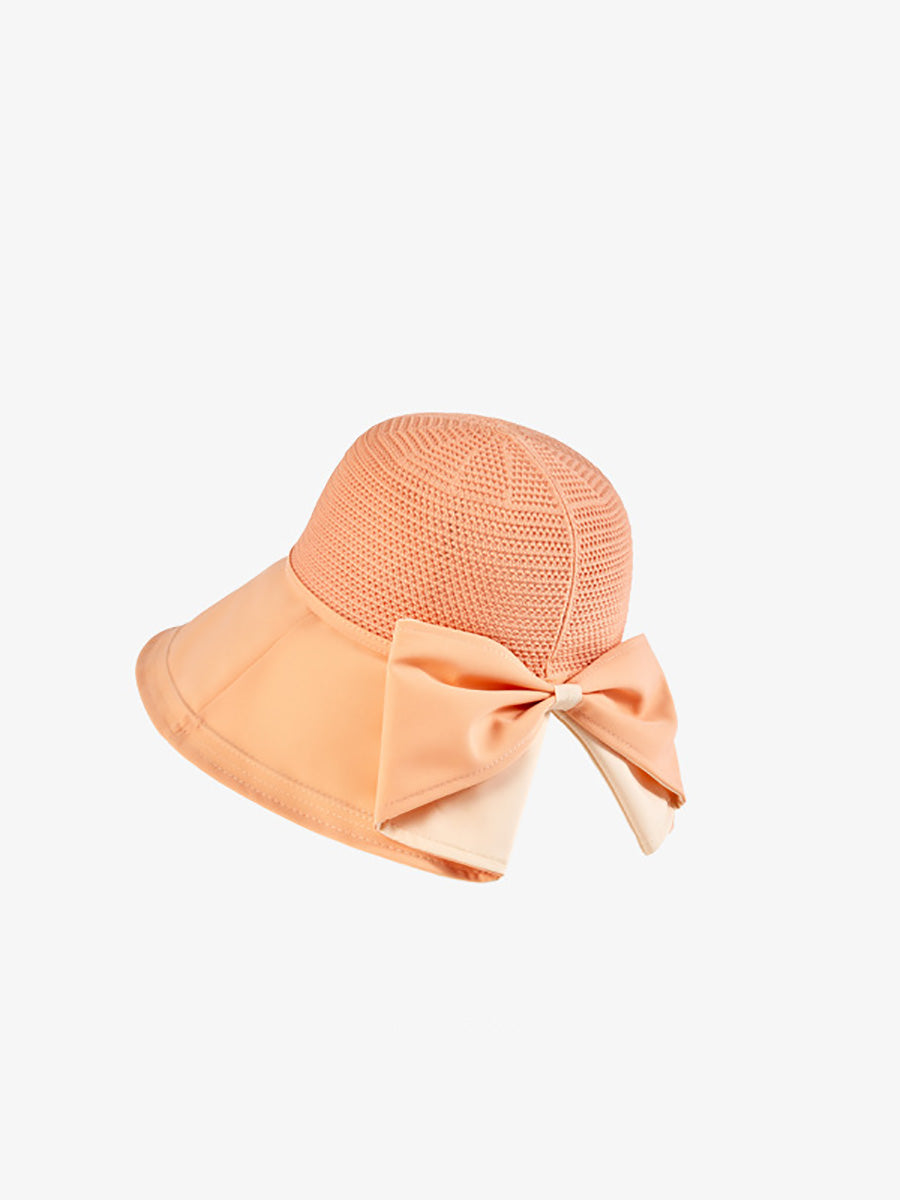 Damen Sommer Artsy Solide Gespleißt Bowknot Sonnenschutz Hut CX001 