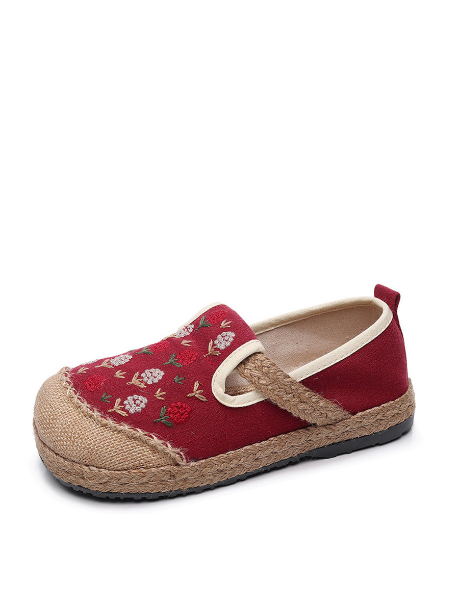 Women Summer Artsy Embroidery Linen Cotton Shoes ZZ1005