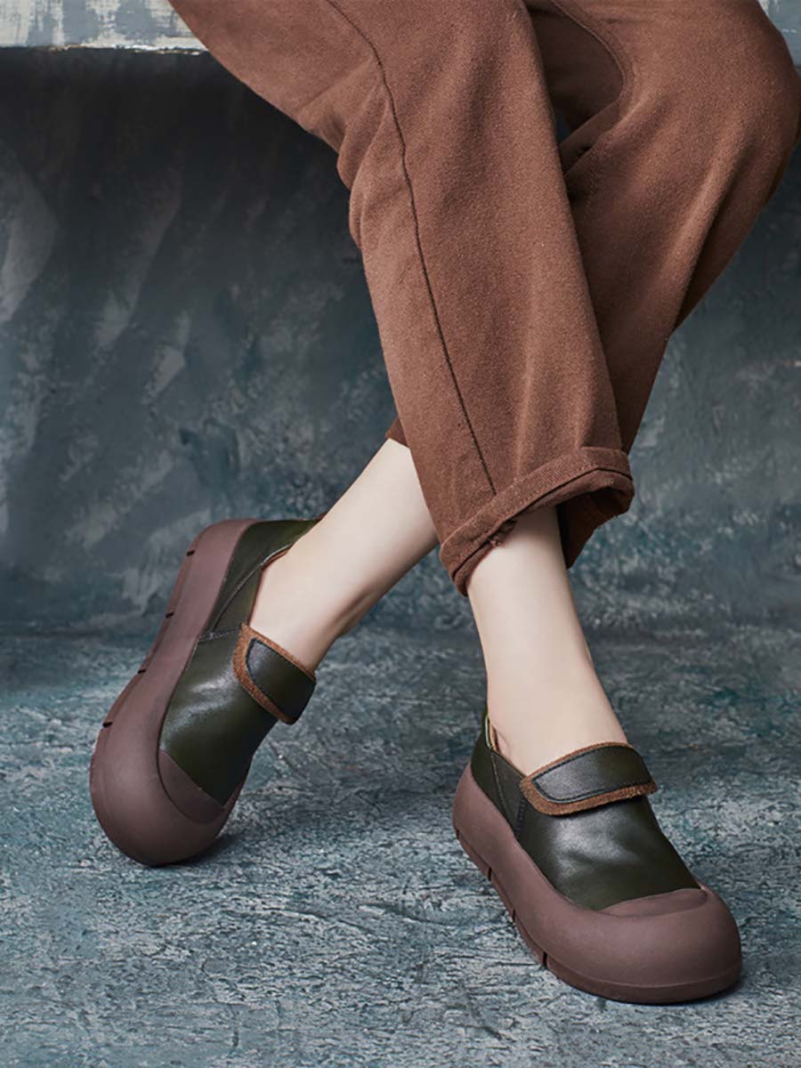 Women Autumn Stylish Genuine Leather Platform Shoes AT1069