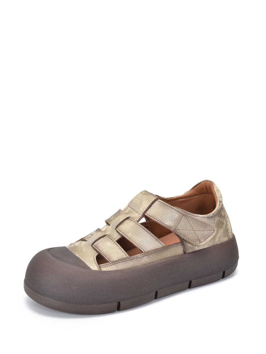 Damen Casual Sommer Echtleder Plateauschuhe AA1019