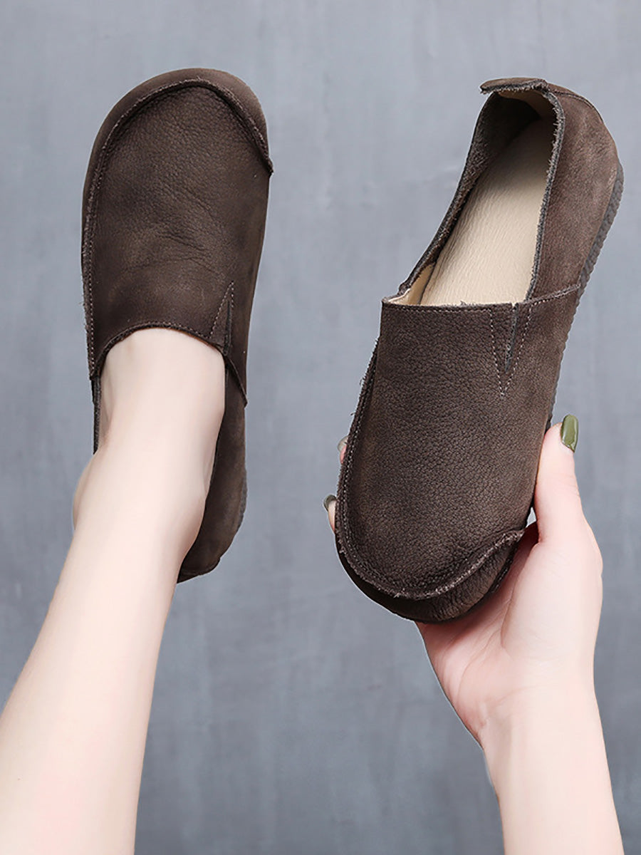 Leder Retro Solide Sommer Falt Frauen Schuhe