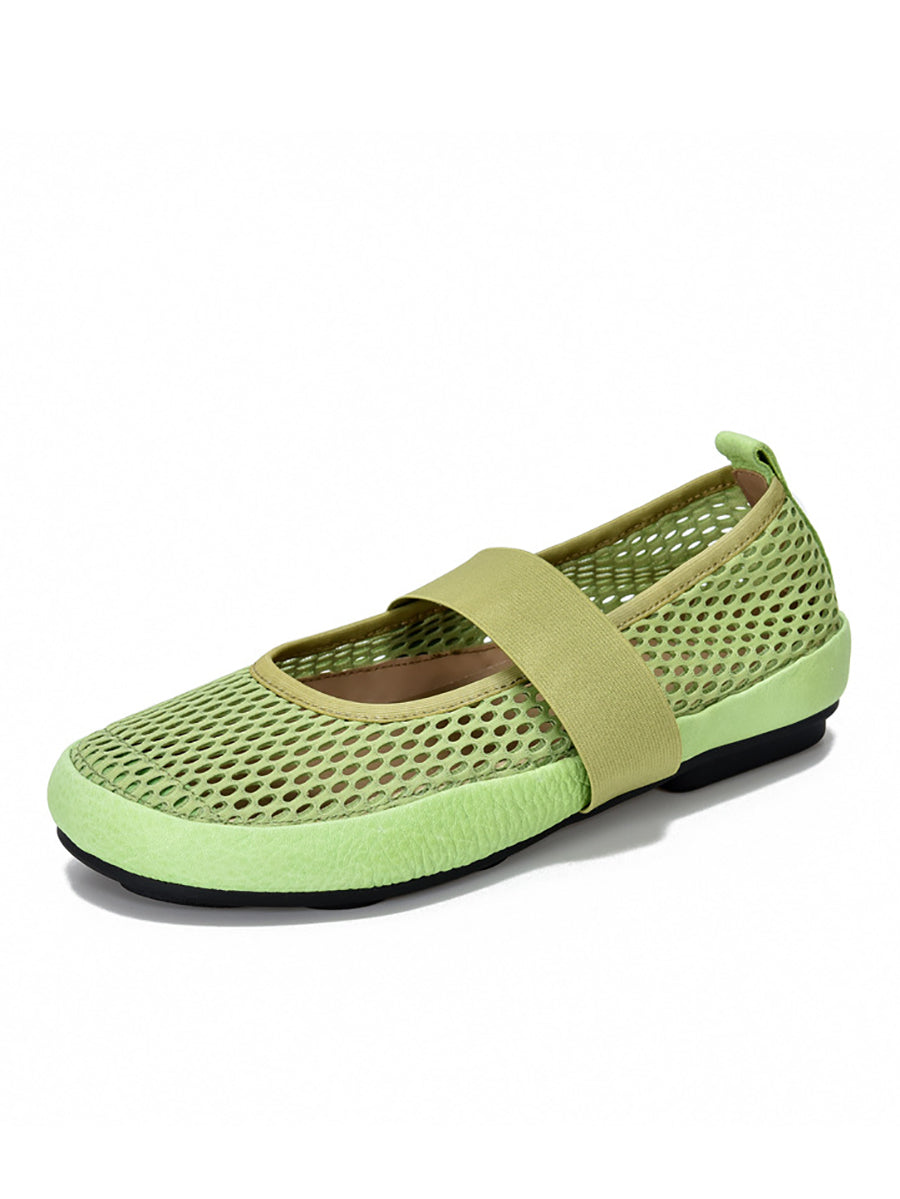 Low Heel Leather Summer Mesh Women Shoes