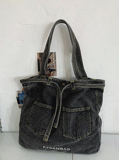 Sac à main en denim uni vintage pour femme, sac à bandoulière ZZ1008