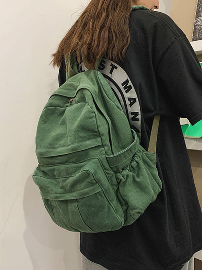 Lässiger Rucksack aus massivem Canvas für Damen mit großem Fassungsvermögen AT1030