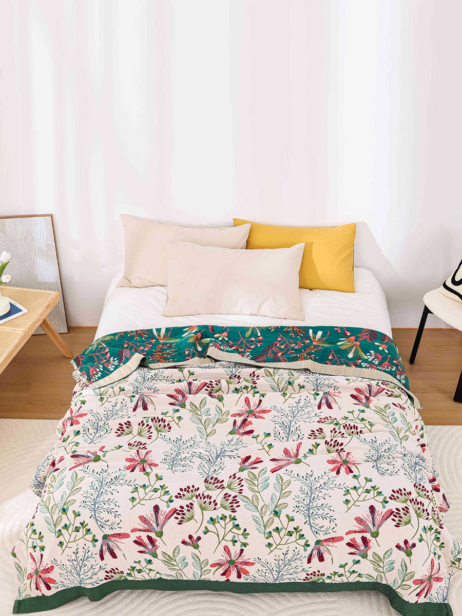 Mehrschichtige Bett- und Sofadecke aus Baumwolljacquard mit Blumenmuster RR015