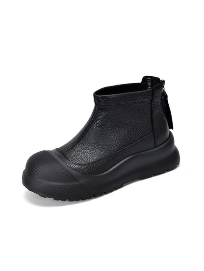 Bottines à plateforme solide en cuir véritable pour femmes, automne AV1007