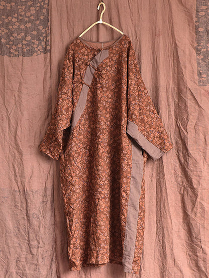 Robe ample à imprimé floral vintage pour femme, automne, AI1042