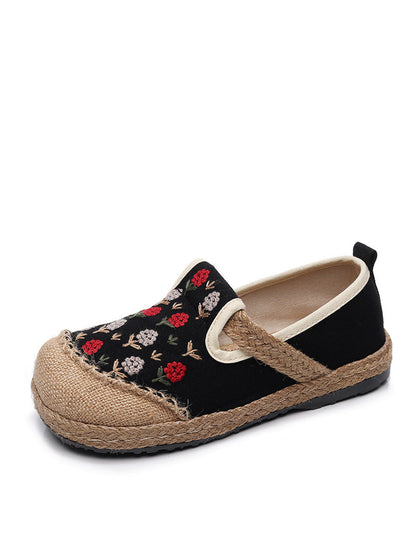 Chaussures d'été en lin et coton brodées artistiques pour femmes ZZ1005