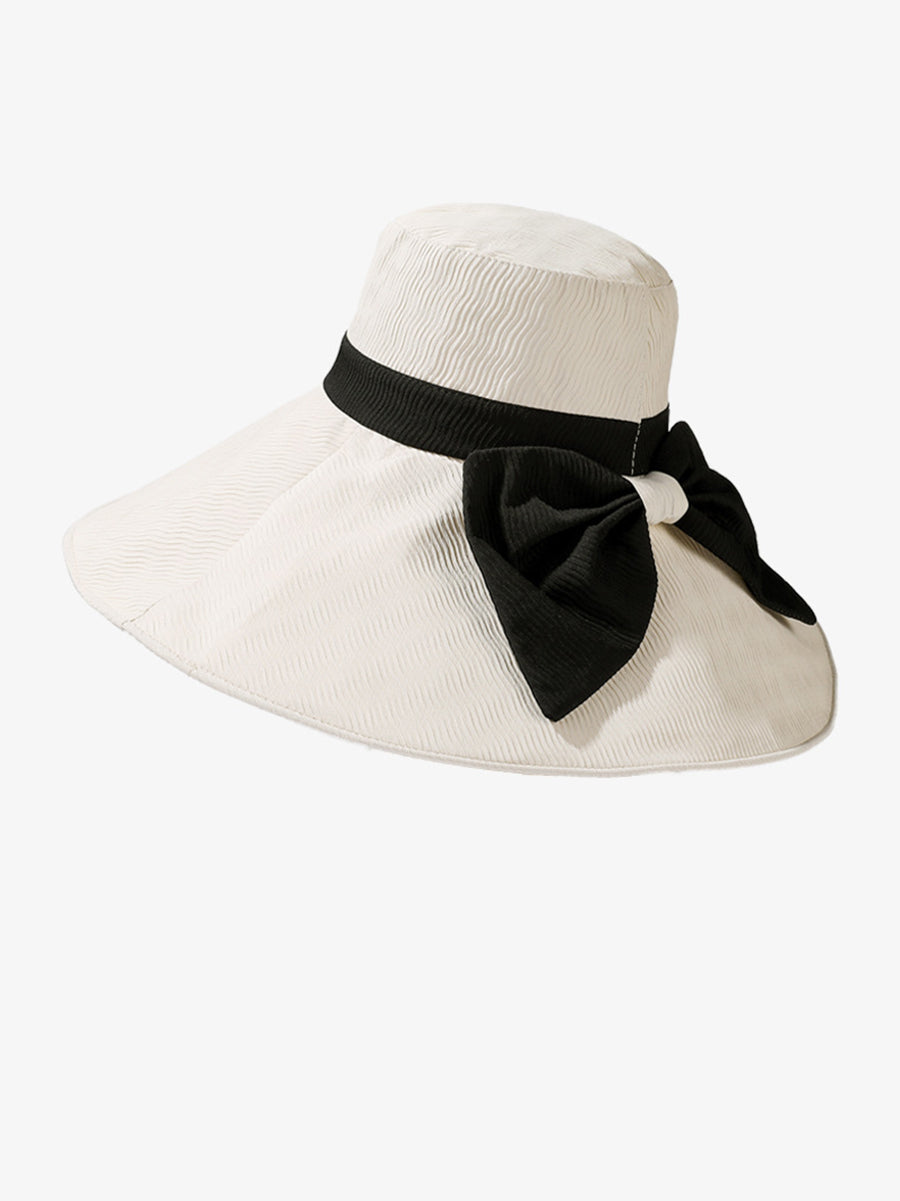 Women Summer Colorblock Sunproof Bowknot Hat QW1022