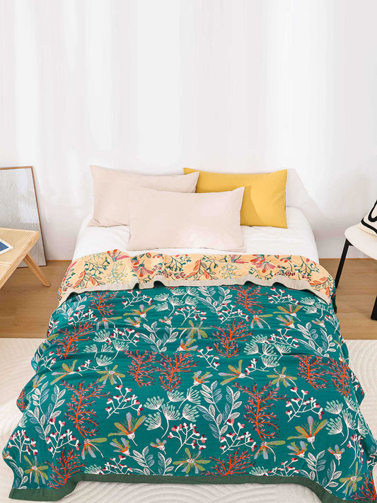 Mehrschichtige Bett- und Sofadecke aus Baumwolljacquard mit Blumenmuster RR015