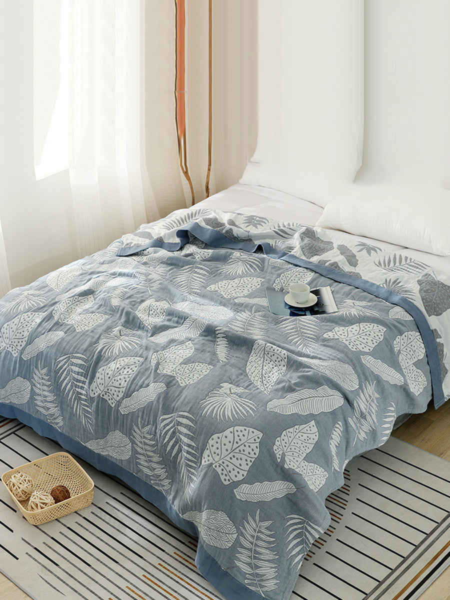 5Layer Cotton Summer Nap Leaf Jacquard Sofa Blanket TY1011