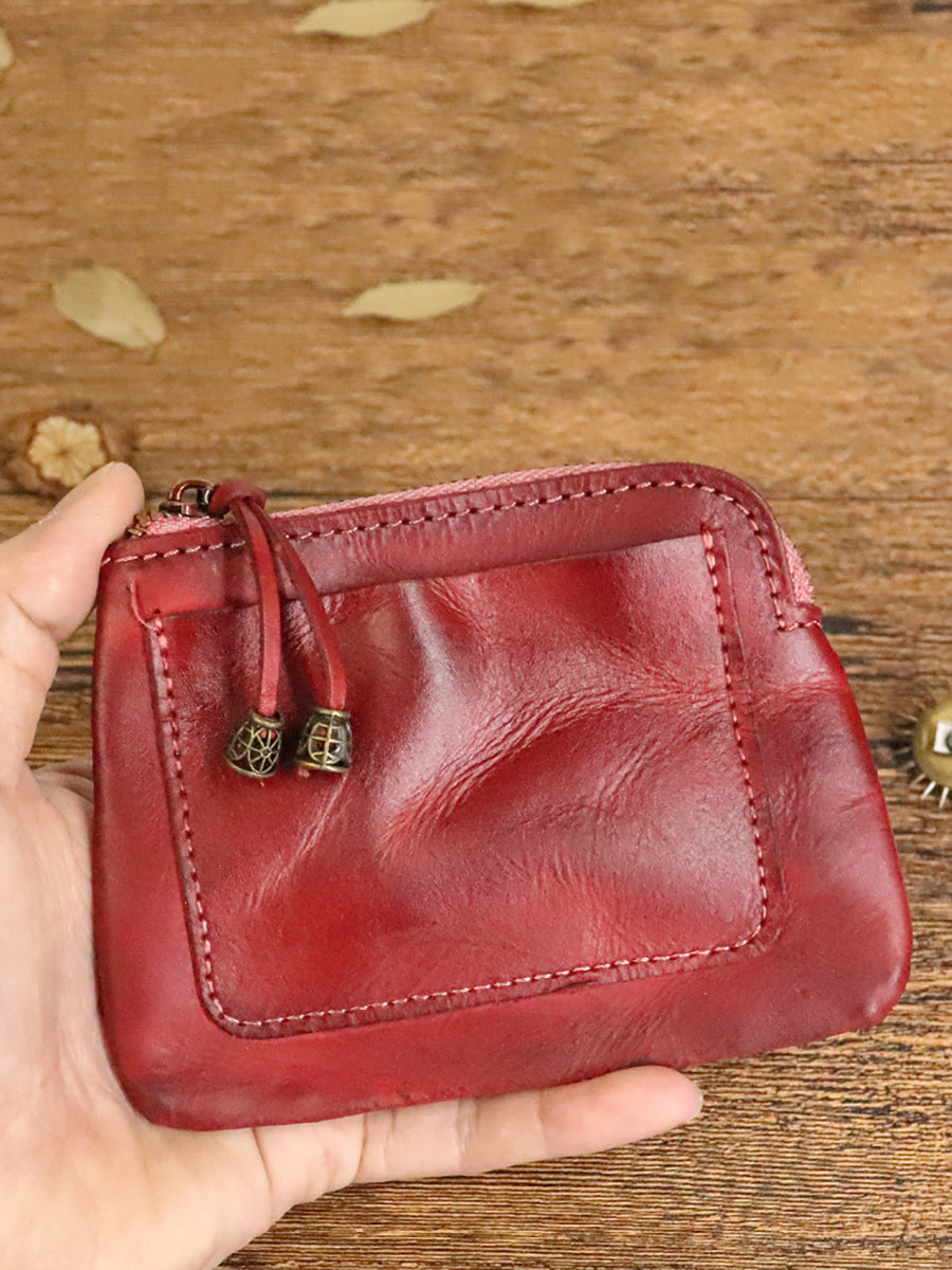 Leather Genuine Square Coin Women Purse Casual