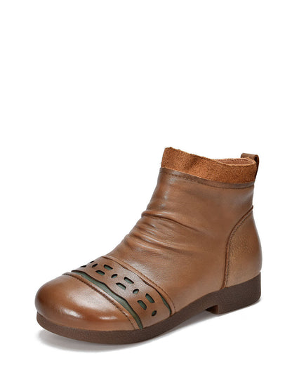 Bottines à talons bas en cuir vintage pour femmes AV1074