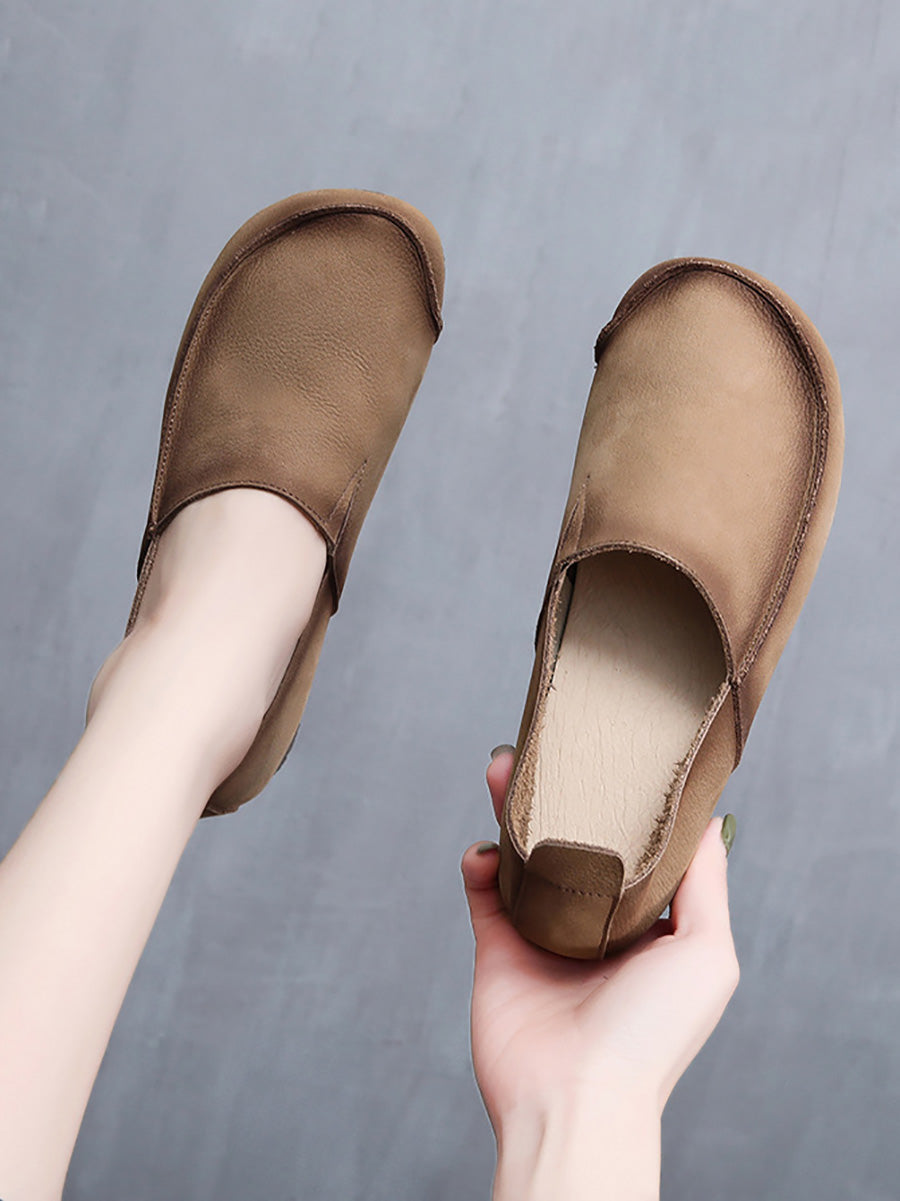 Leder Retro Solide Sommer Falt Frauen Schuhe