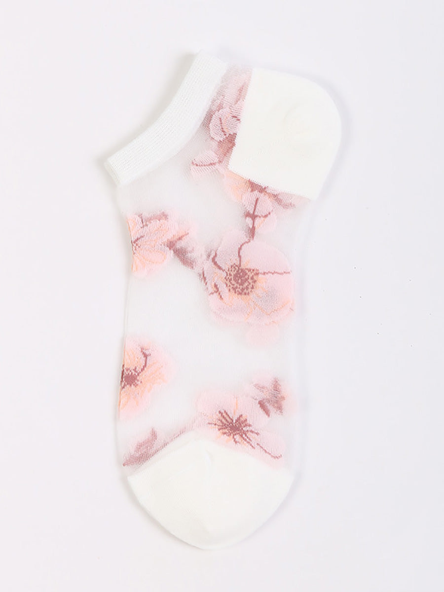 5 Paar Damen Sommer Blumen Dünne Kurze Socken CX019