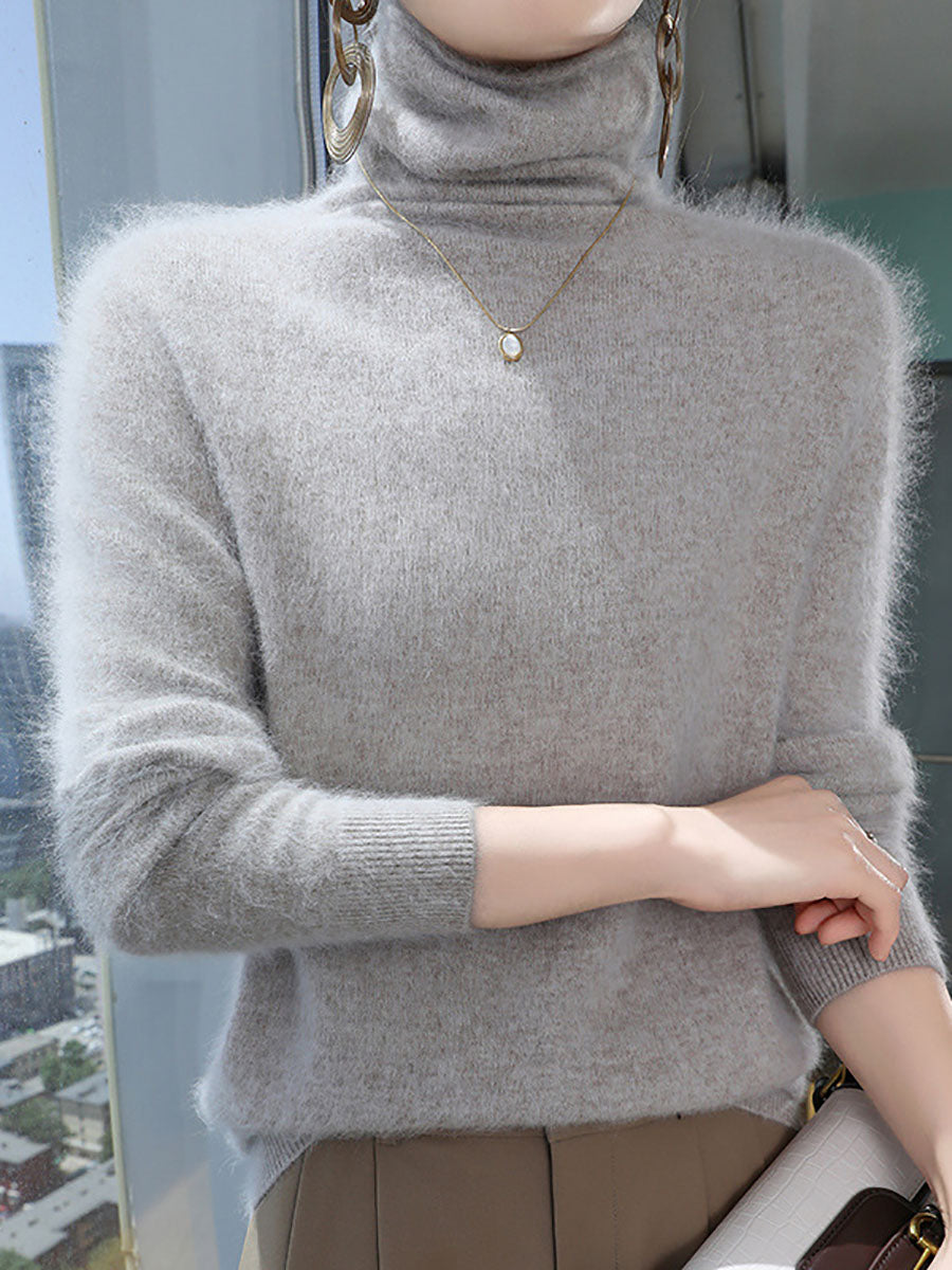 Women Autumn Turtleneck Wool Soft Warm Knit Sweater AV1029