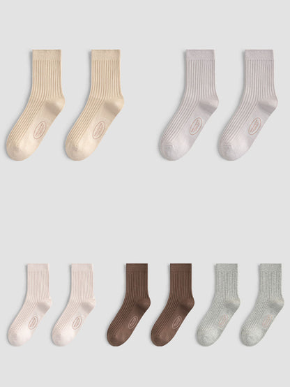 Lot de 5 paires de chaussettes décontractées en coton doux pour femmes BA1079