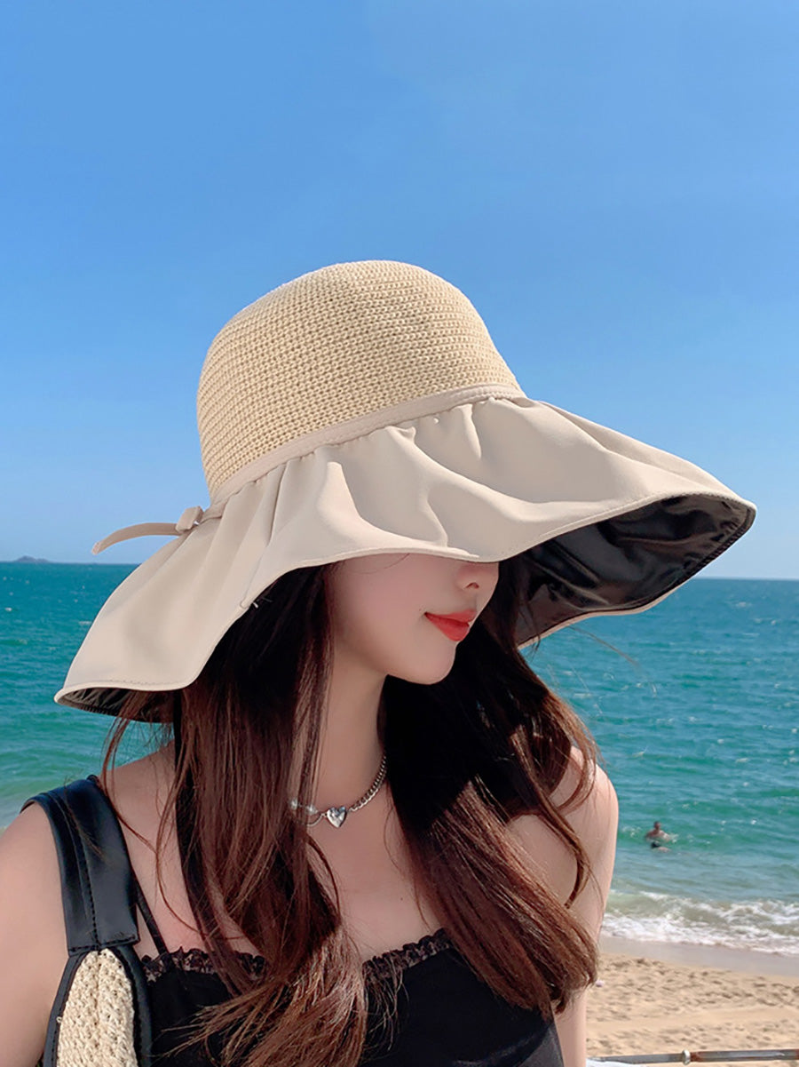 Women Summer Fashion Spliced Solid Sunproof Hat CC011