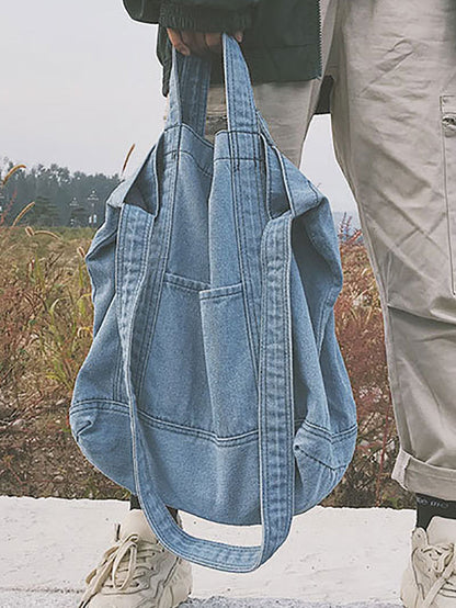 Sac à main vintage en denim uni épissé à bandoulière OP1038 