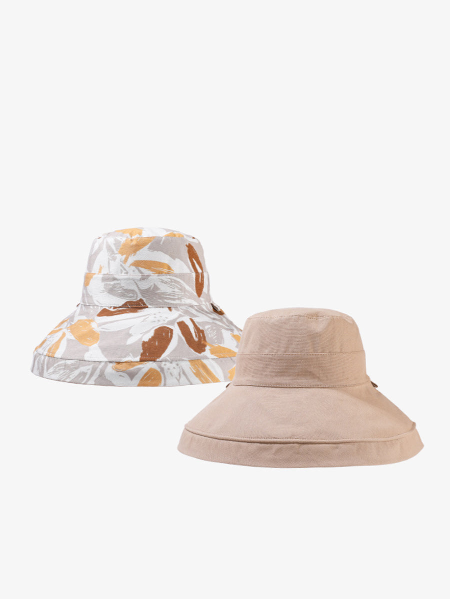 Hat Summer Sunproof Dual-side Flower Women Wearing