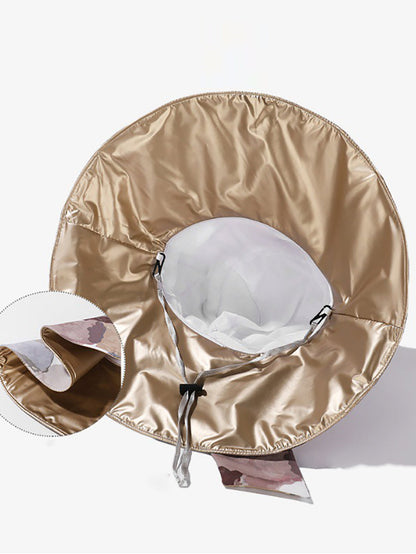 Sonnenfester Hut mit Schleife im Farbblockdesign für Damen