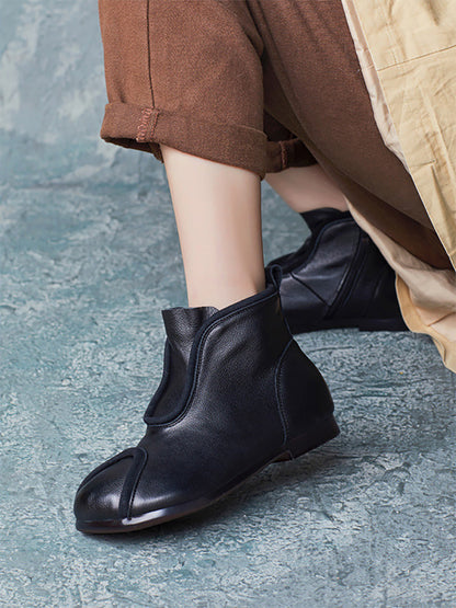 Bottines à talon bas en cuir véritable pour femmes AH1064