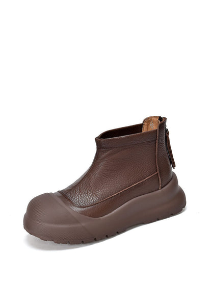 Bottines à plateforme solide en cuir véritable pour femmes, automne AV1007