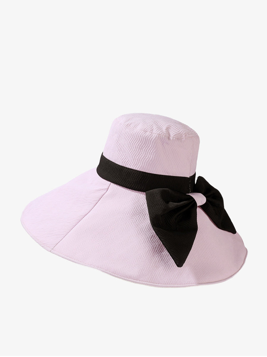 Women Summer Colorblock Sunproof Bowknot Hat QW1022