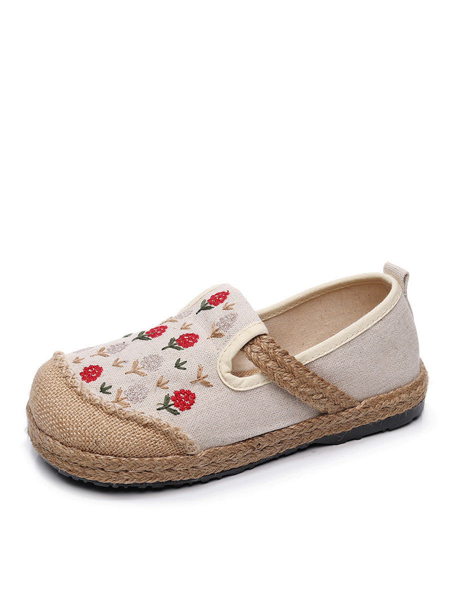 Women Summer Artsy Embroidery Linen Cotton Shoes ZZ1005