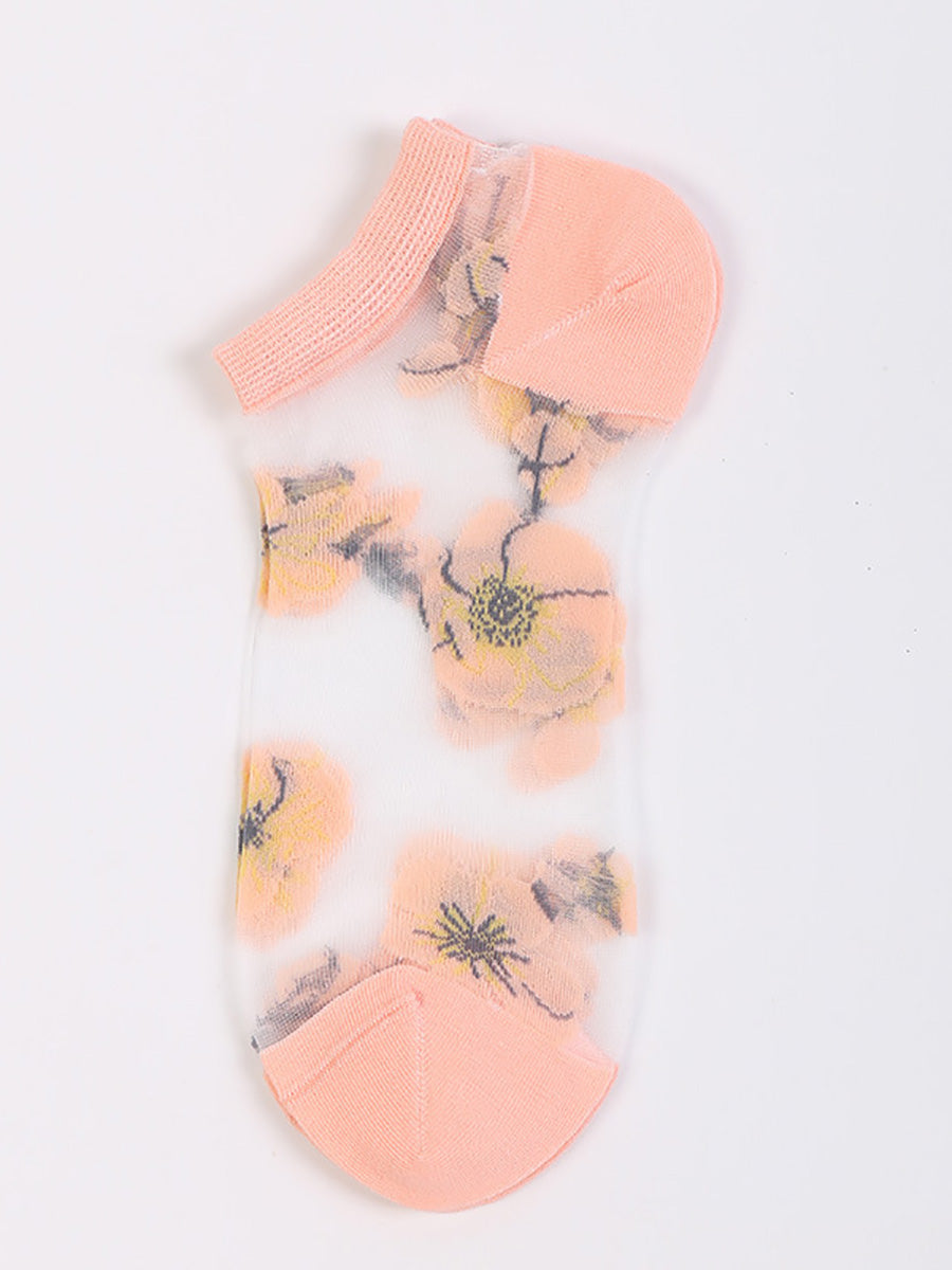 5 Paar Damen Sommer Blumen Dünne Kurze Socken CX019