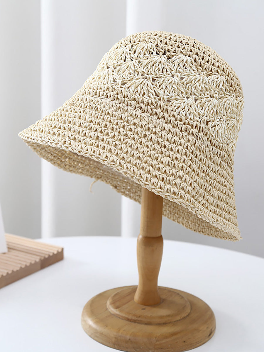 Women Summer Artsy Straw Weave Colorblock Fishman Hat CX049