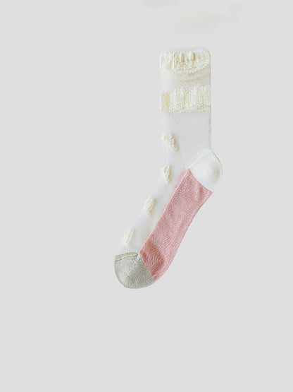 Lot de 3 paires de chaussettes fines en dentelle florale élégante pour femmes BN1032