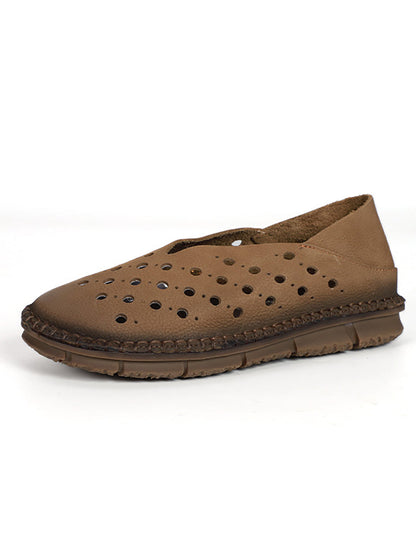 Sandales plates découpées en cuir vintage pour femmes SC1026