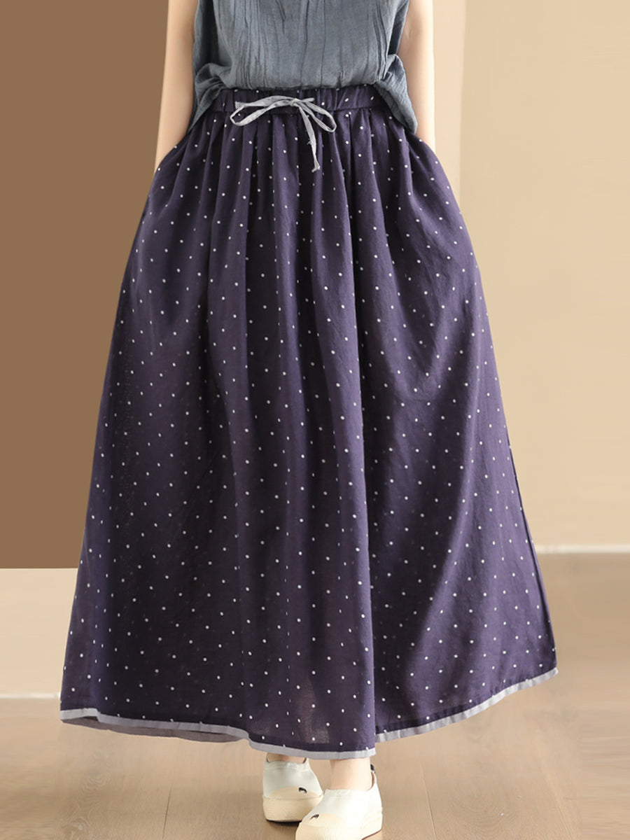 Women Summer Artsy Dot Loose Ramie Skirt PP1047