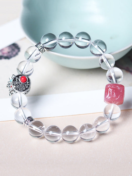 Frauen ethnischen weißen Kristall gewebt Armband KL1045 