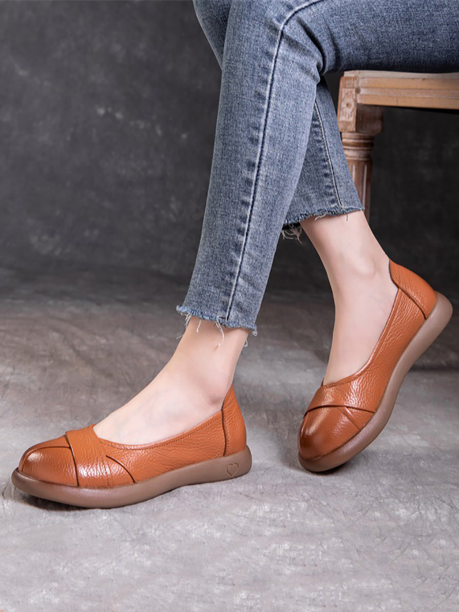 Chaussures plates décontractées en cuir véritable pour femmes