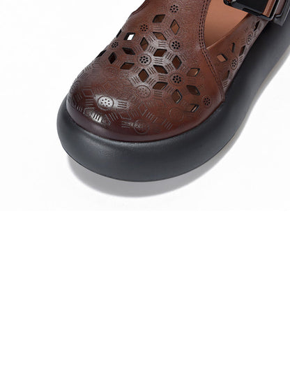 Out Hollow Casual Leder Frauen Echte Schuhe Sommer Plattform