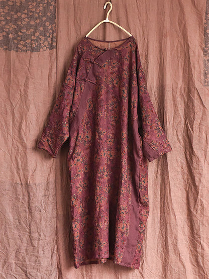 Robe ample à imprimé floral vintage pour femme, automne, AI1042