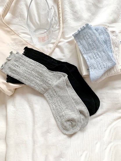 Lot de 5 paires de chaussettes mi-mollet fines d'été pour femmes ZZ1007