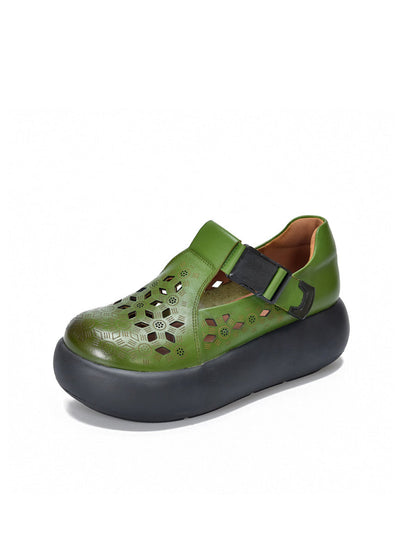 Out Hollow Casual Leder Frauen Echte Schuhe Sommer Plattform